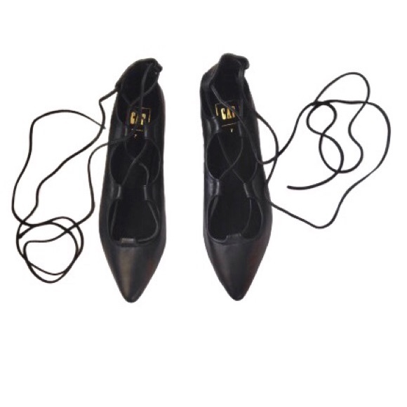 Gap Black Lace Up Baller Ballet Pointy Toe flats 7 - Picture 6 of 8
